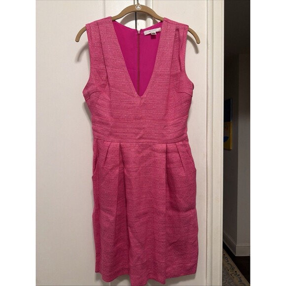 Adam Hot Pink Linen Dress - Size 2 - Picture 7 of 7